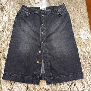 Boden Denim Button Front Midi Skirt